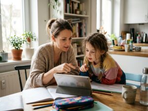 Parent discussing AI with a child
